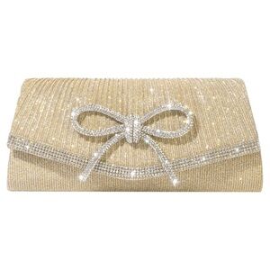 Glitter Evening Bag Gold Clutch Purses Elegant Bow Evening Clutch new